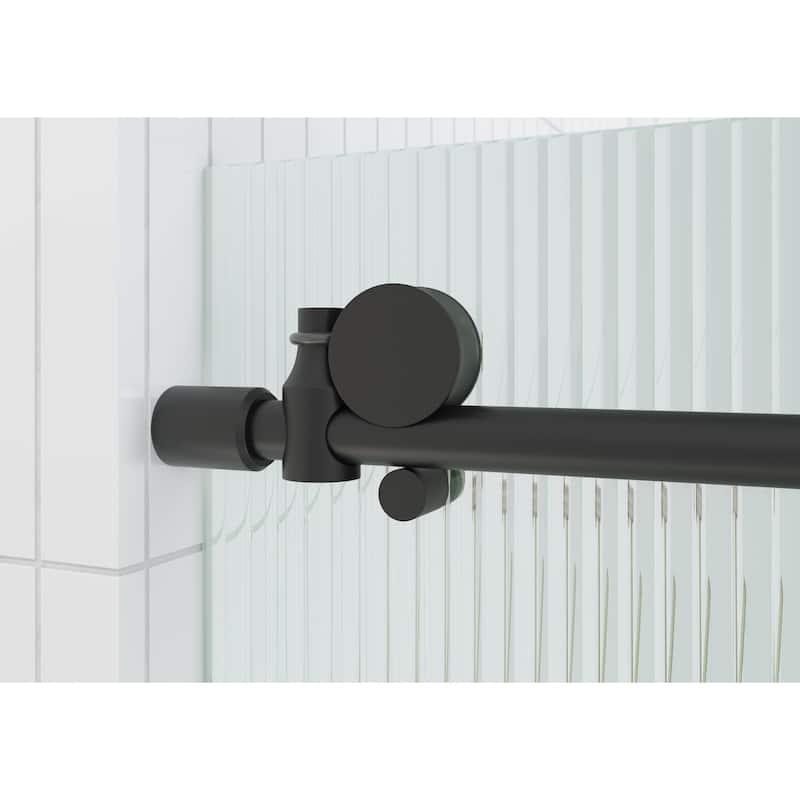 Galaxy 60 in. x 60 in. Fully Frameless Fluted Glass Sliding Bathtub Doors - Righthand