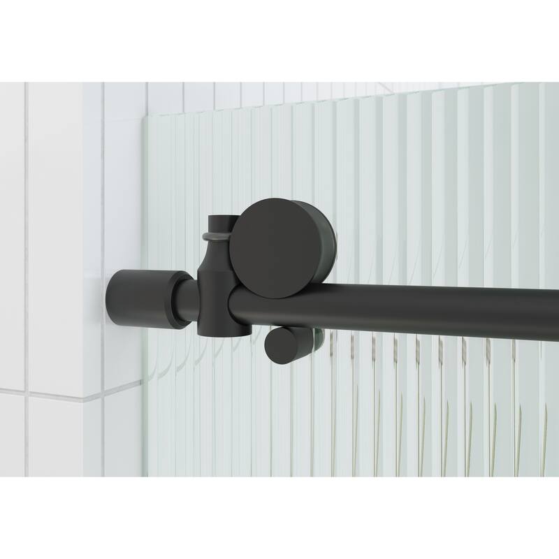 Galaxy 60 in. x 78 in. Fully Frameless Fluted Glass Sliding Shower Doors - Righthand