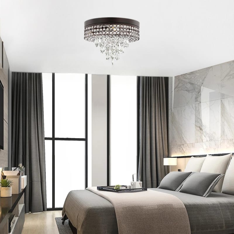 GetLedel 15.2" Modern 4-Light Crystal Flush Mount Chandelier