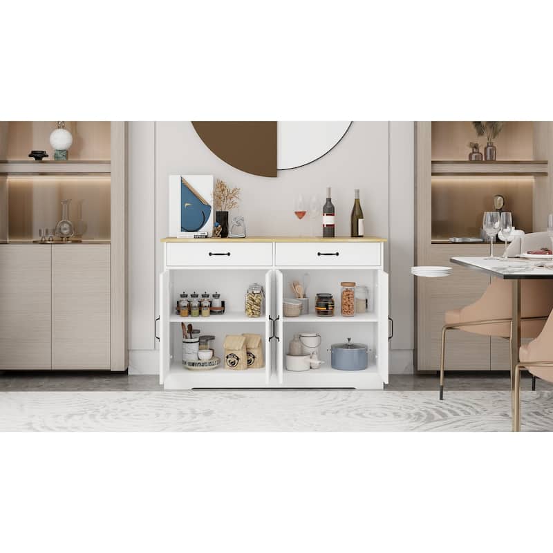 47.95" Farmhouse 4 Doors Storage Sideboard Buffet with 2 Drawers