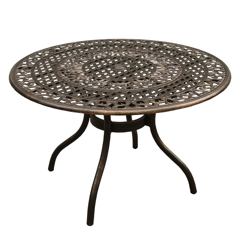 Outdoor Mesh Lattice Aluminum 48 inch Round Dining Table - Bronze