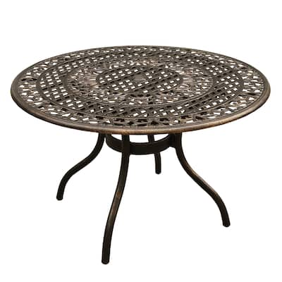 Outdoor Mesh Lattice Aluminum 48 inch Round Dining Table - N/A