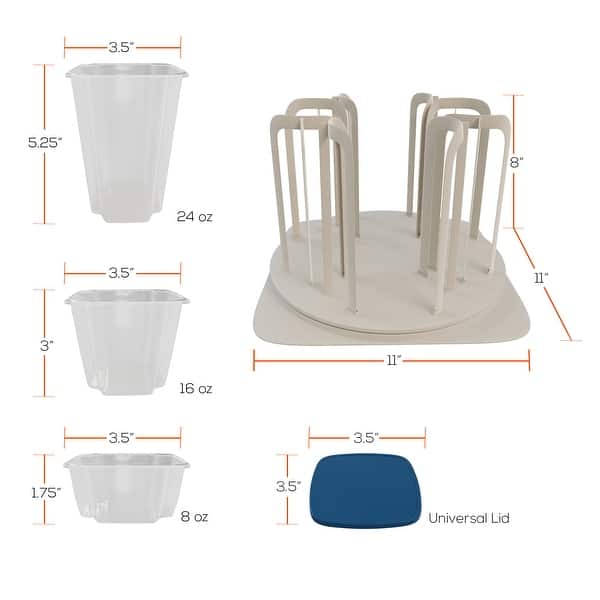 Spinning Kitchen Organization Carousel - 24-Piece Multiple-Size Plastic ...