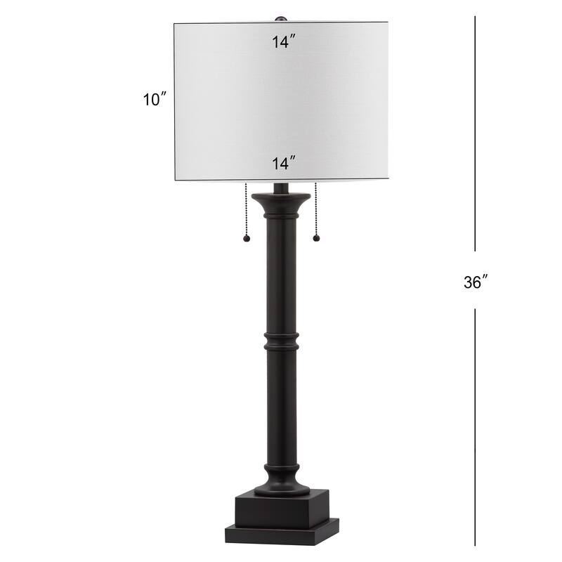 SAFAVIEH Lighting Tanisha 35-inch Column Dark Grey Table Lamp (Set of 2) - 14Wx14Dx36H