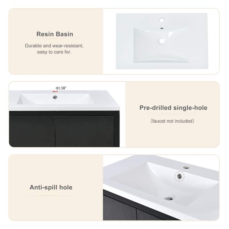 Roomfitters 30" Bathroom Vanity with Sink, Solid Wood Frame, Combo Storage Cabinet with Soft-Close Doors and Drawer