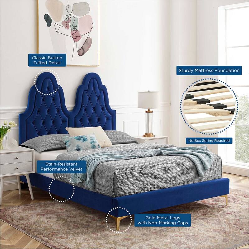 Alexandria Tufted Performance Velvet King Platform Bed