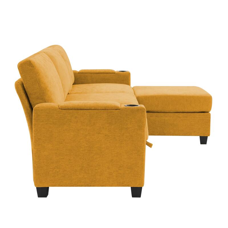 Chenille Sectional Sofa, Hidden Storage & Modular Design