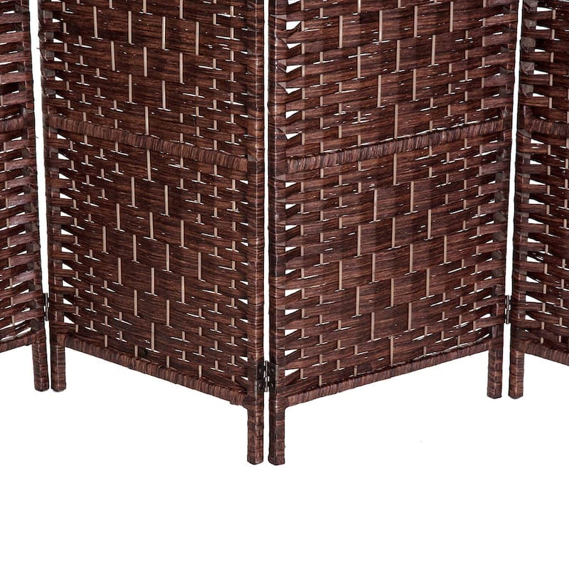 HomCom 6' Tall Wicker Weave Six Panel Room Divider Privacy Screen - Chestnut Brown