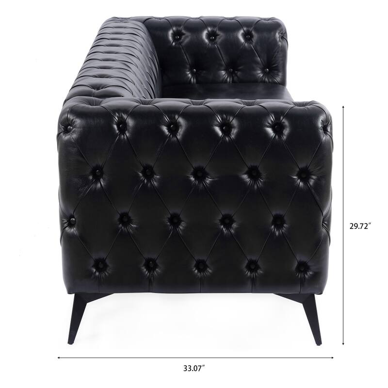 84.06 in. Traditional Square Arm Removable Cushion 3 Seater Sofa