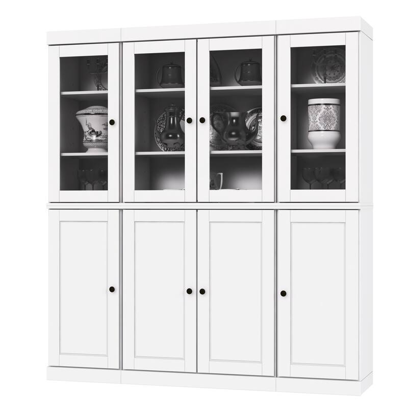 Palace Imports 100% Solid Wood Pantry China Cabinet, Raised Panel & Clear Glass Doors, 2 Drawers, 65" Wide, 71.5" Tall