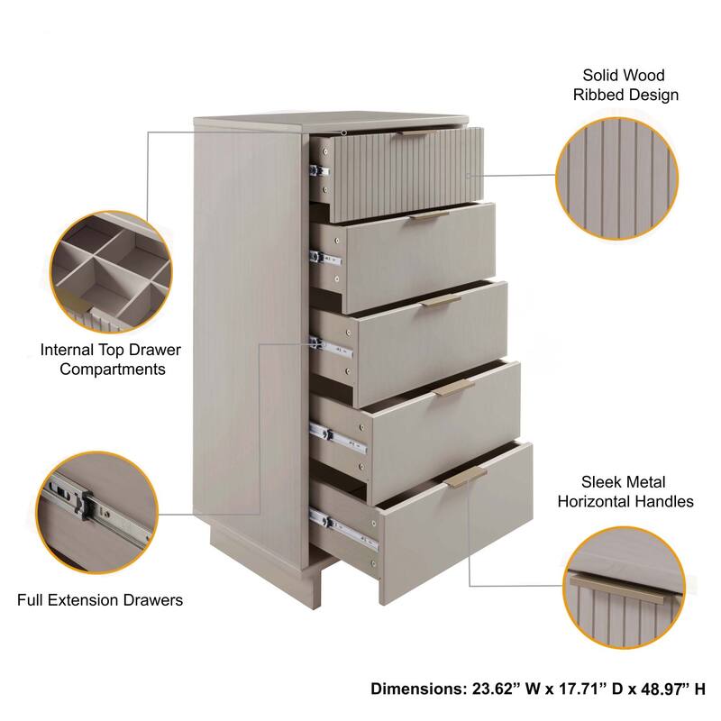 Manhattan Comfort 3-Piece Granville Modern Solid Wood Dresser Chest and Nighstand Set.