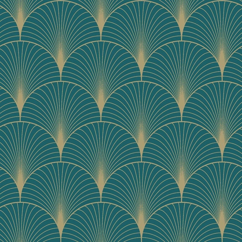 ESTA Home Lempicka Teal Art Deco Motif Wallpaper