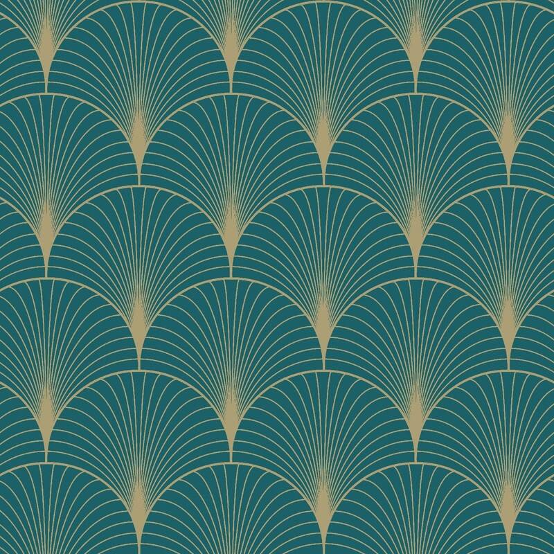 ESTA Home Lempicka Teal Art Deco Motif Wallpaper - Blue