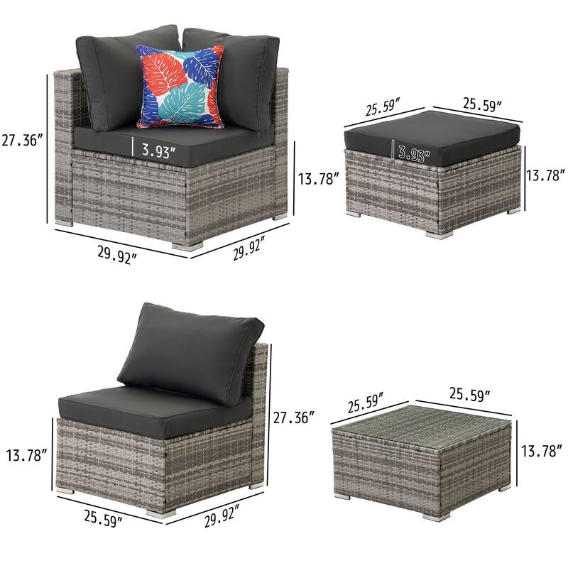 7 Pieces Outdoor Conversation Sets Patio Sectional Furniture Set--Clearance