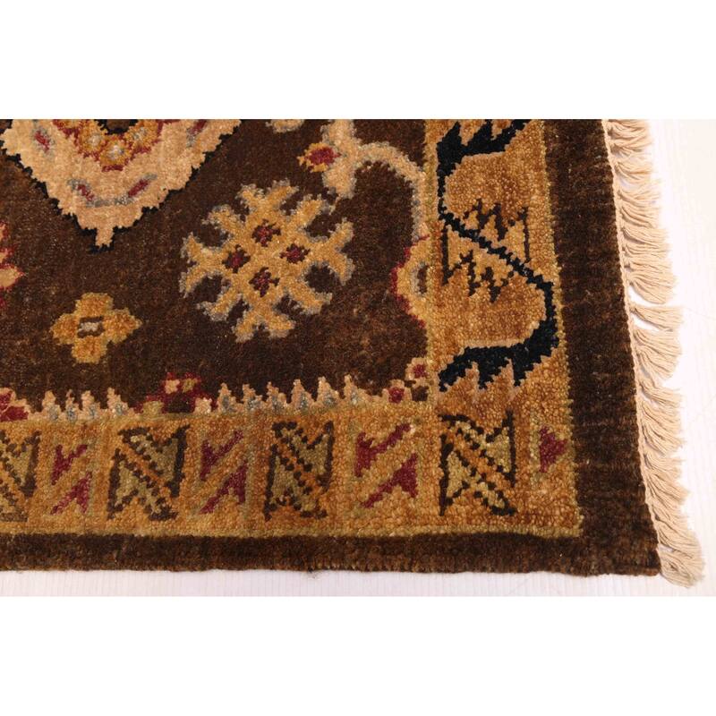 ECARPETGALLERY Hand-knotted Finest Agra Jaipur Dark Brown Wool Rug - 7'8 x 9'7