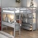 preview thumbnail 1 of 17, Full Size Loft Bed with Built-in Desk with 2 Drawers and Shelves, Grey Grey