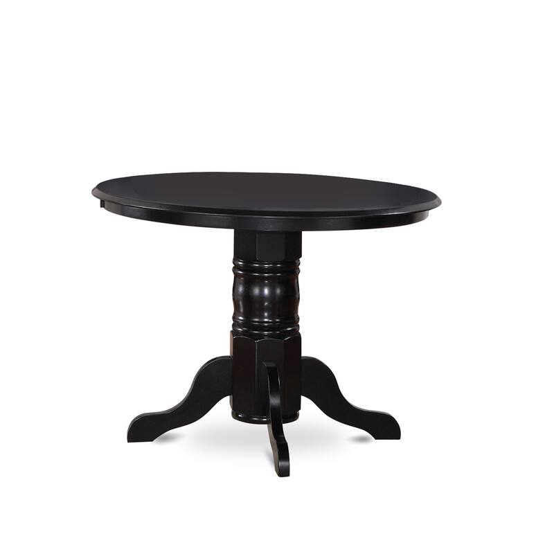 HomeStock 5-Piece Round Black Finish Solid Wood Top Dining table with 4 Chairs with Slat Back