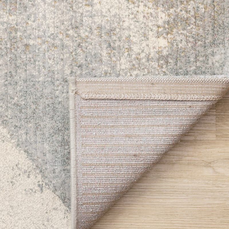 Amelia Collection - Dense Geometric Blue Grey Brown Area Rug