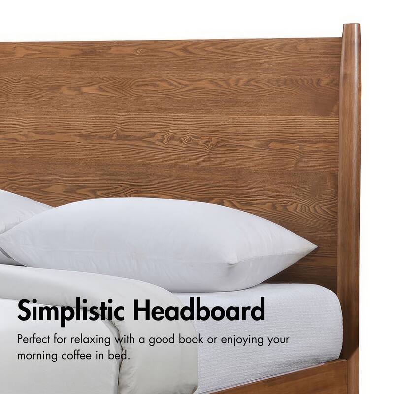 Furniture of America Beau Midcentury 2-Piece Walnut Platform Bed and Nightstand Set