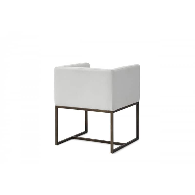 Stylish Off White Upholstered Dining Chair with Brass Leg Support - 22” x 24.80” x 29.10”