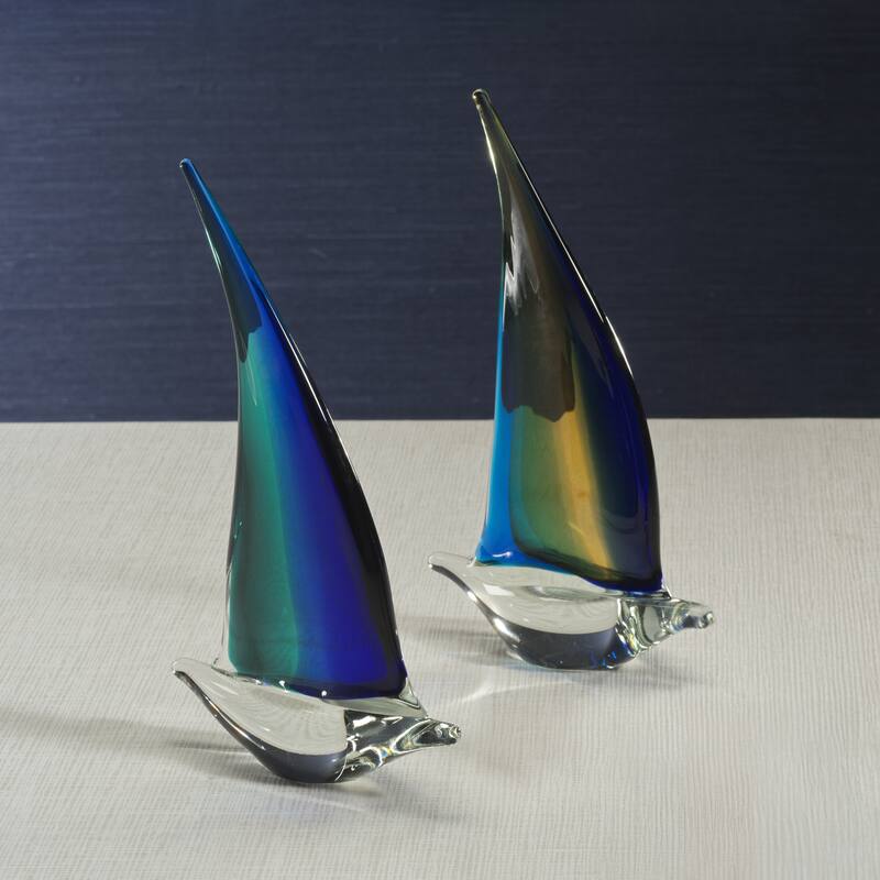 Marisol 2-Piece Assorted Set Decorative Glass Sailboats