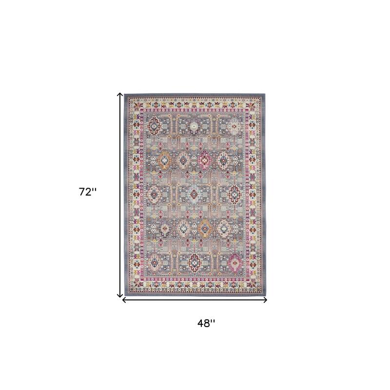 HomeRootsFloral Bohemian Rectangle Area Rug - 72' X '48' X '0.5