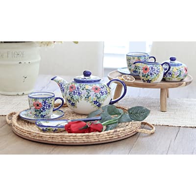 Blue Rose Polish Pottery 1700 WR Unikat 3 Piece Tea Set