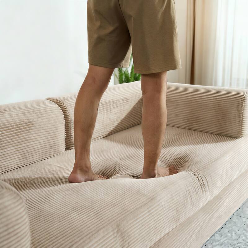 Convertible Sofa Bed, 3 in 1 Folding Loveseat Couch Bed Foldable Boneless Couch Floor Sleeper, Corduroy Pull Out Sofa Bed