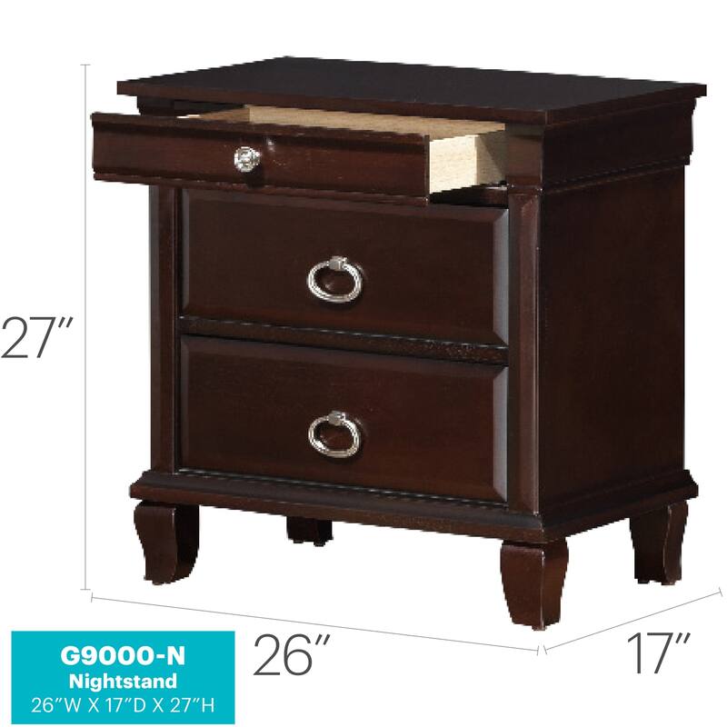 Cappuccino Finish Nightstand with 2 Drawers, Transitional Bedside Table for Bedroom Storage, Organization and Decor