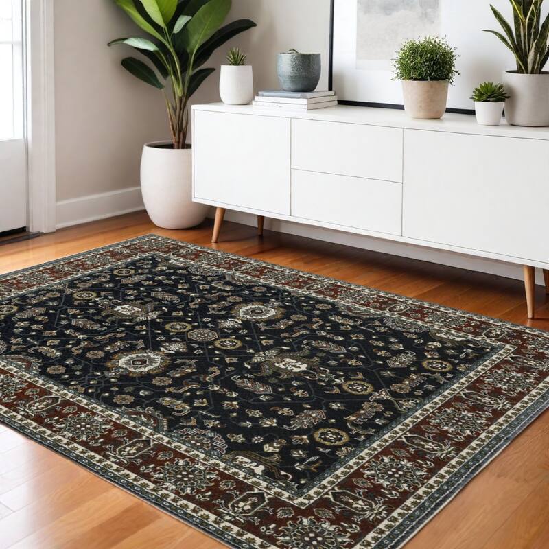 HomeRootsOriental Traditional Rectangle Area Rug - 66.14' X '45.67' X '0.47 - Rust