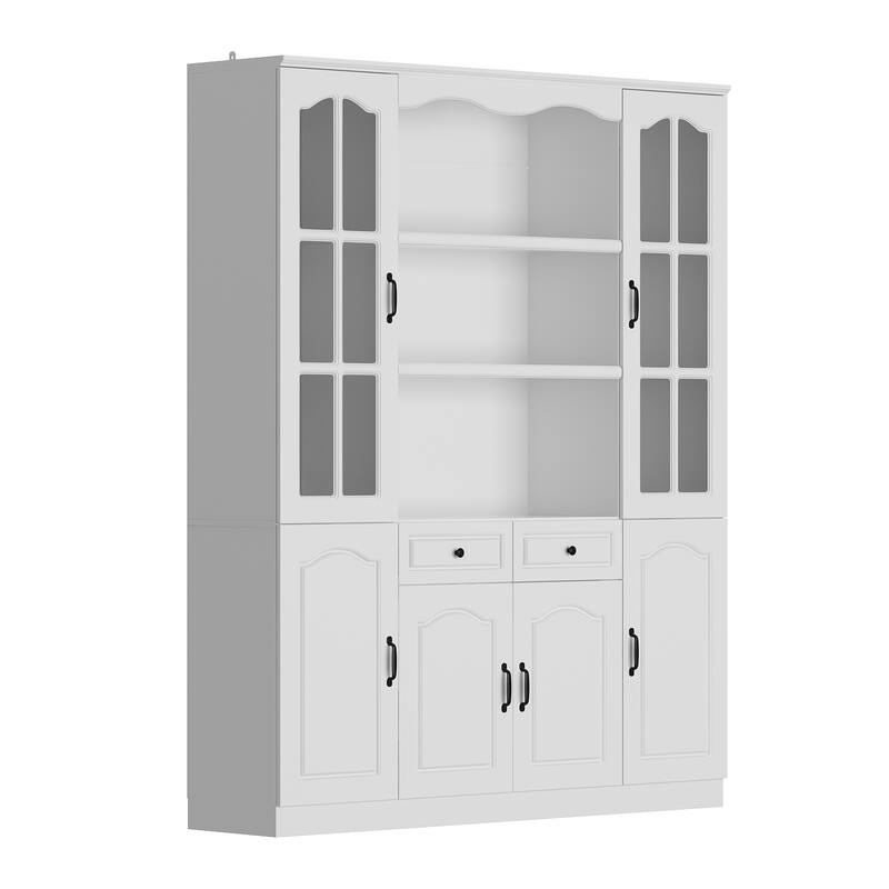 Kitchen Cabinet Clear Visibility Tempered Glass Showcase Combo Cabinet