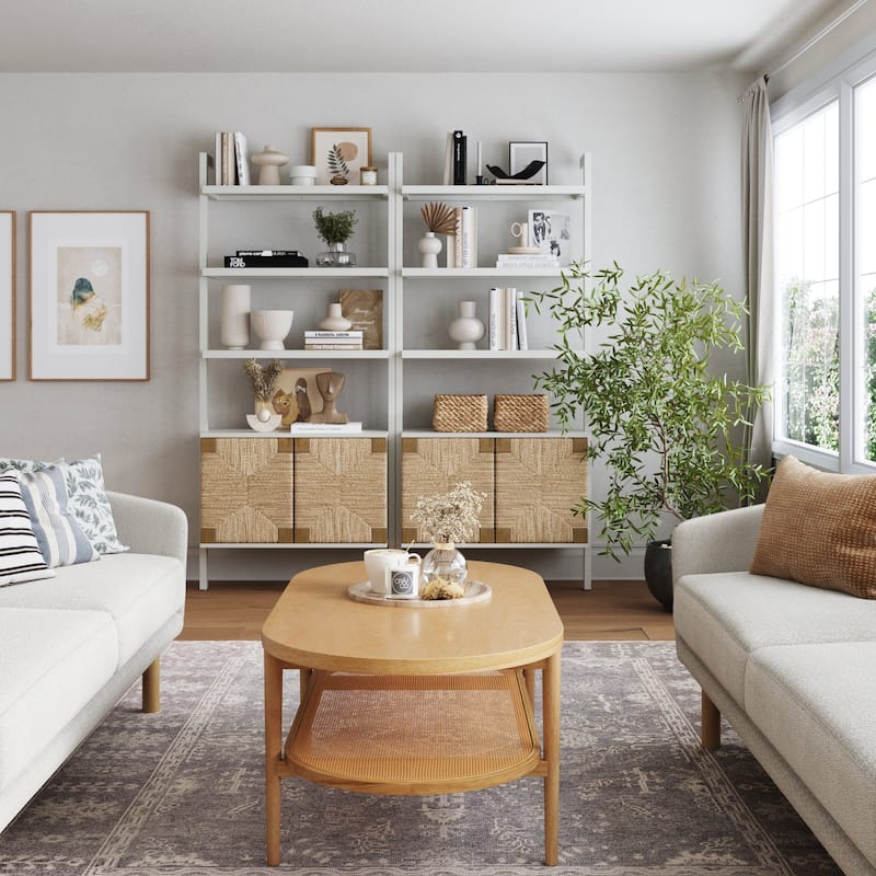 Nathan James Theo Open Shelf Industrial Bookcase with Drawers or Cabinets