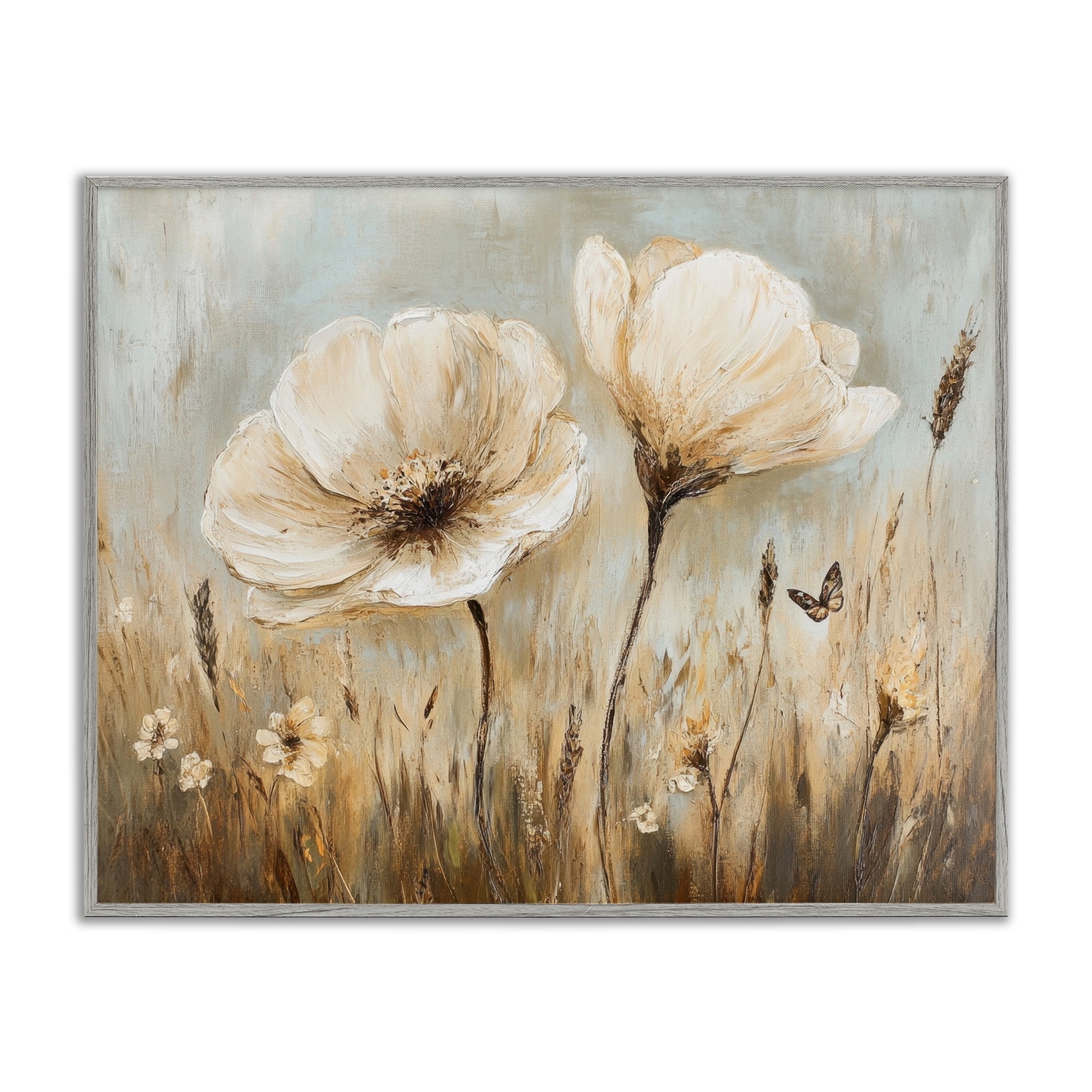 Stupell White Wildflowers Brown Meadow Framed Giclee Art Design By Petal Prints Design