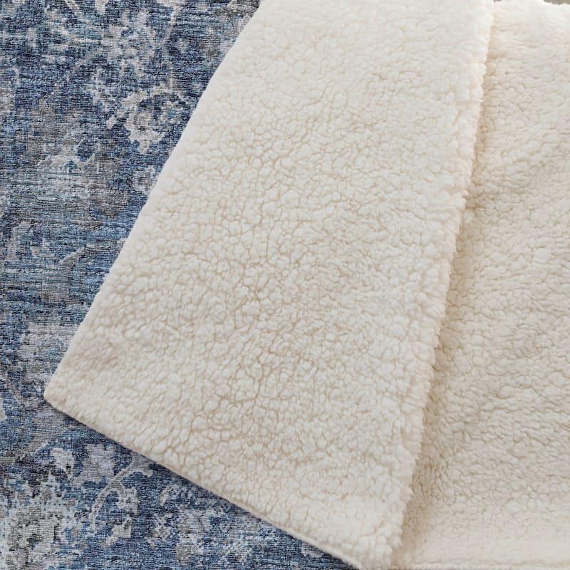 Premium Machine Washable ASB92 Vintage Traditional Sherpa Throw Blanket