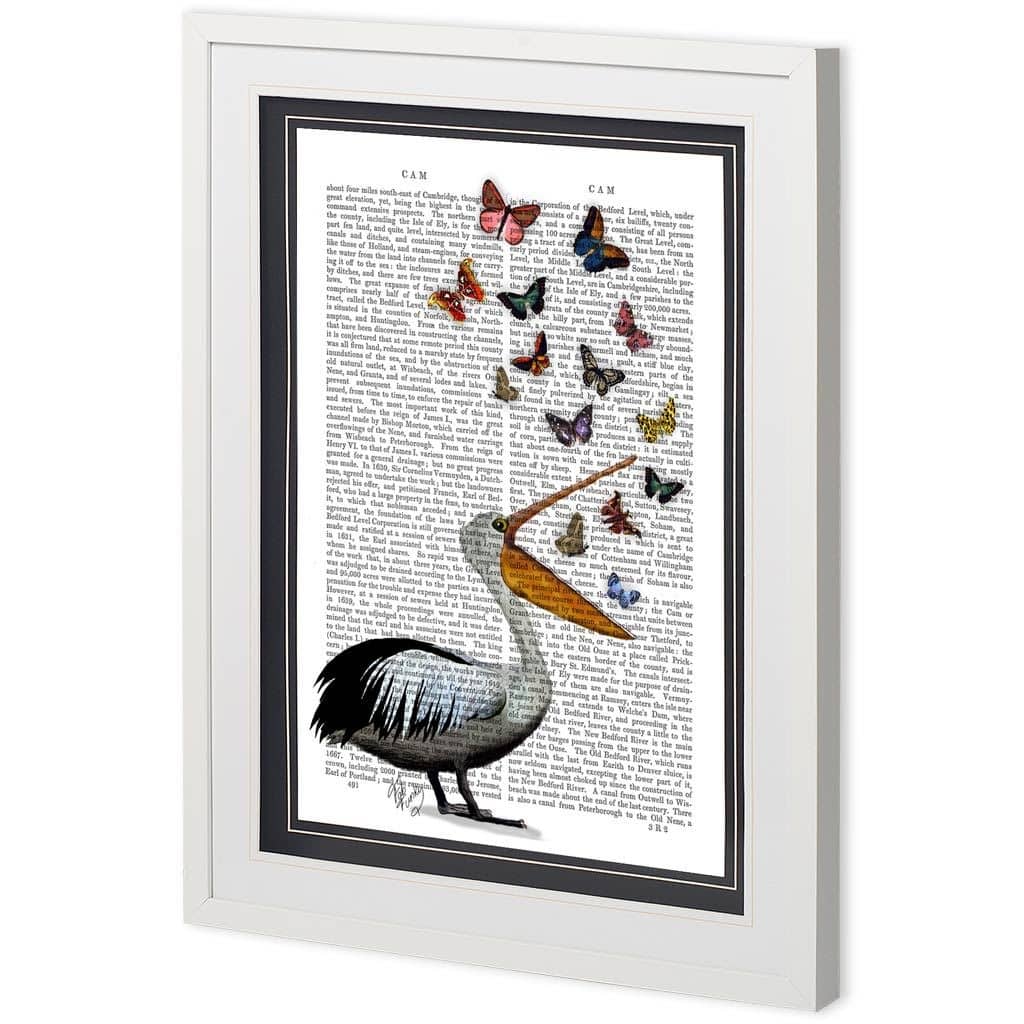 Custom Pelican & Butterflies Framed Art Print
