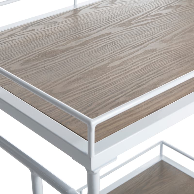 SAFAVIEH Dawson 2 Tier Rect Bar Cart-Rustic Oak / White - 32" x 21" x 32"
