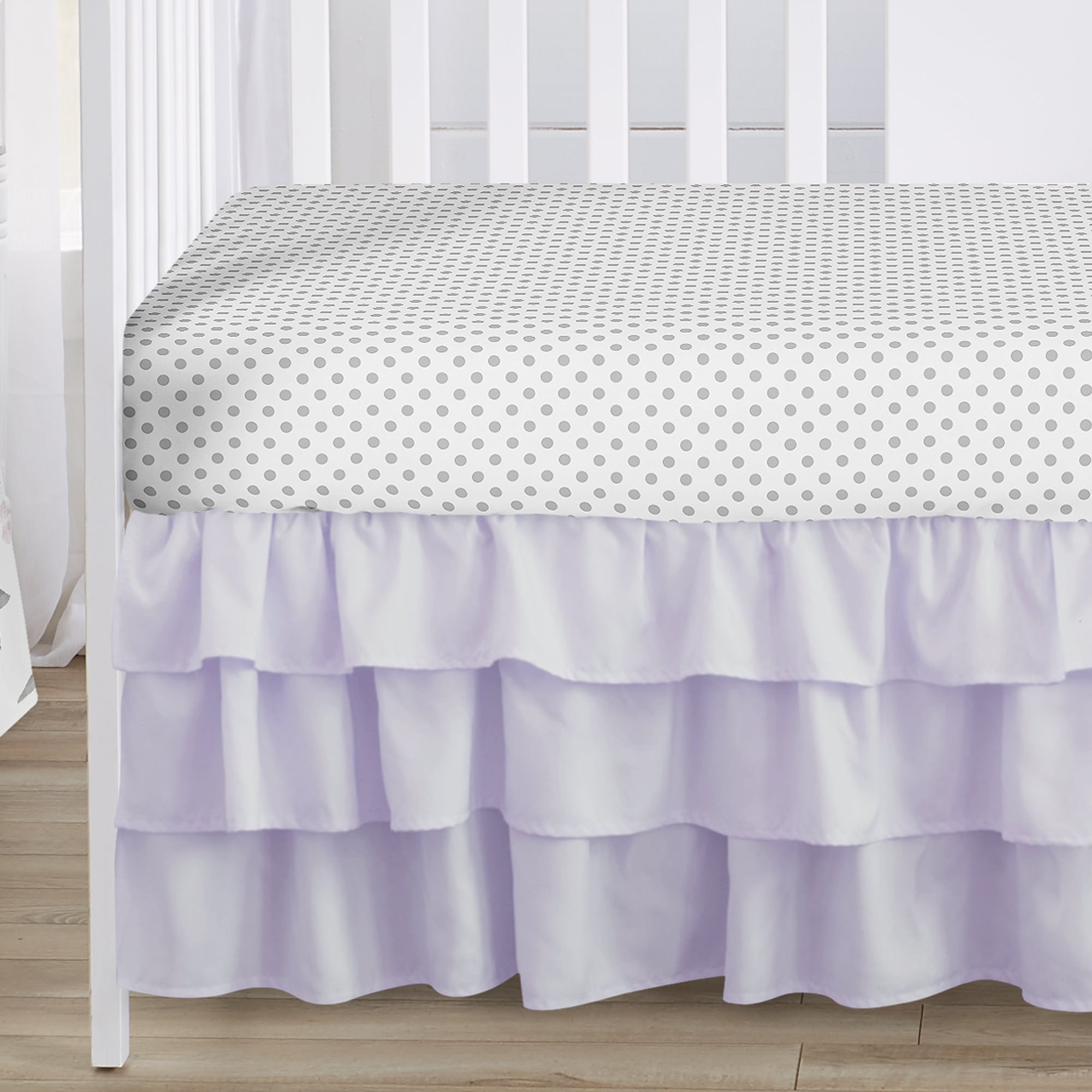 Sweet Jojo Designs Lavender Purple Boho Floral Girl 5p Nursery Crib Bedding Set Pink Grey White Bohemian Shabby Chic Farmhouse