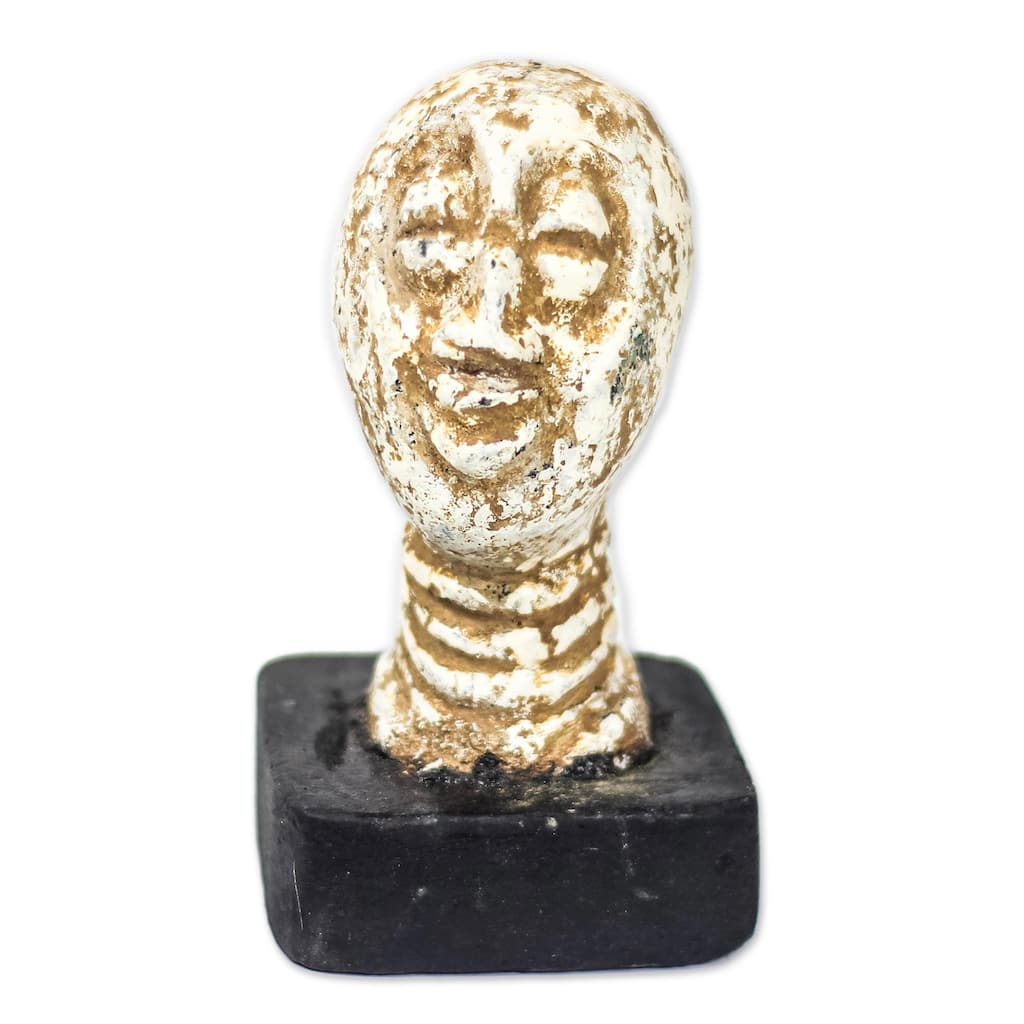 Novica Handmade Jolly Head Ceramic Sculpture