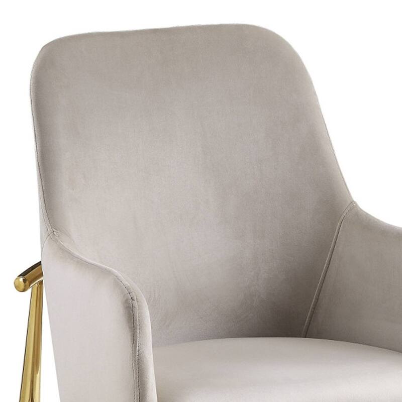 HomeRoots Set of Two Gray and Gold Upholstered Velvet And Metal Dining Side Chairs - 22.00 in. x 37.00 in. x 24.00 in.