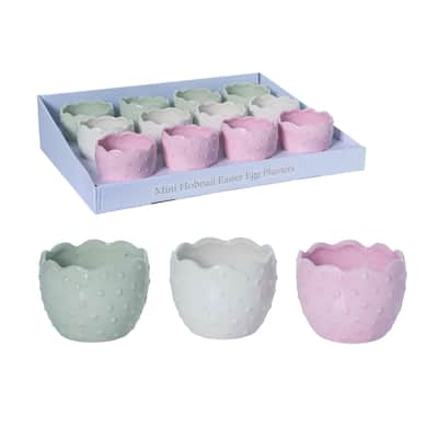 Transpac Dolomite 21 in. Multicolor Easter Hobnail Egg Planter In Display