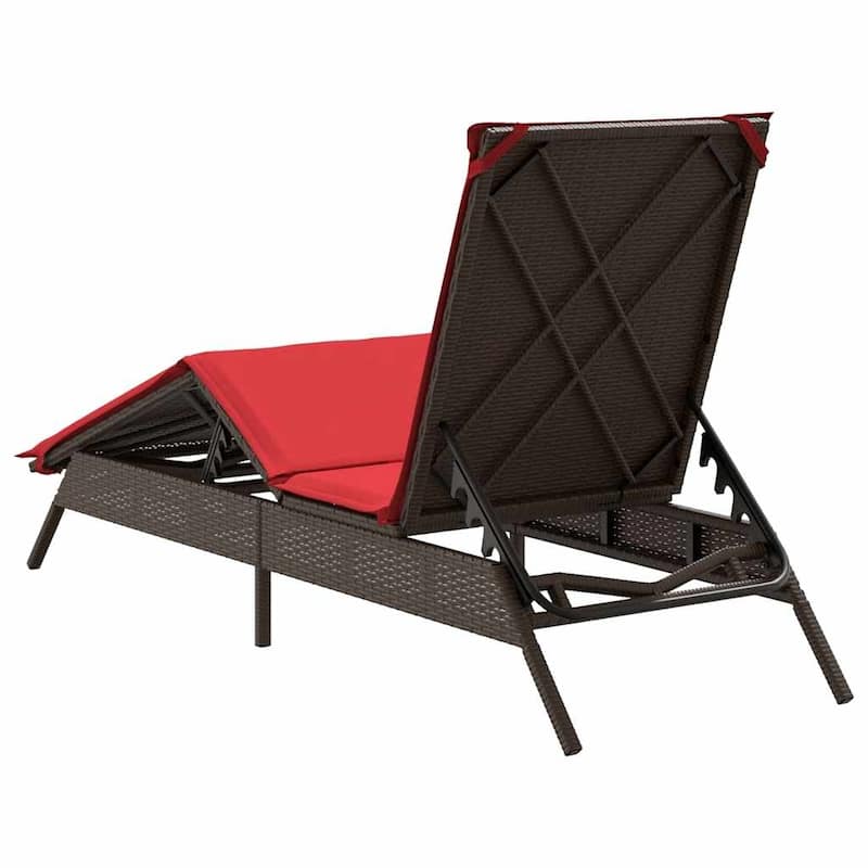 vidaXL Sun Lounger with Cushion Chaise Lounge Poly Rattan Brown/Gray/Black - 9.1 x 31.0 x 13.2