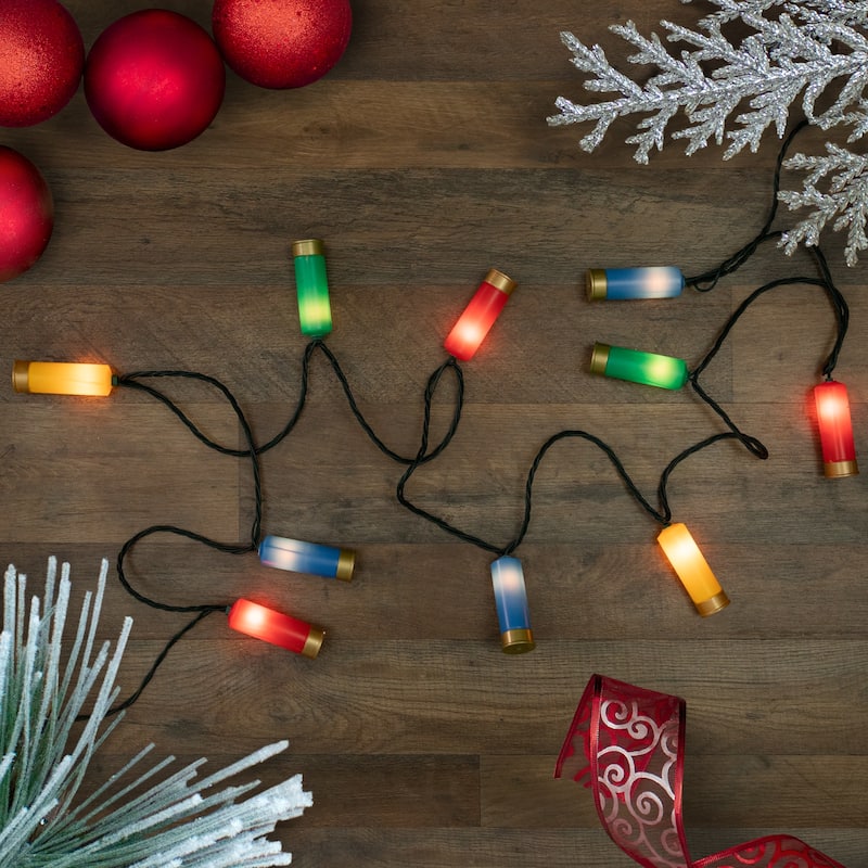 10ct Multi-Color Shotgun Shell Novelty Christmas Light Set Clear Lights - 114"