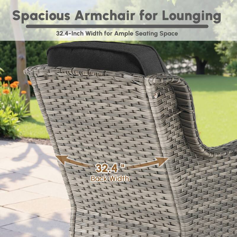 OVIOS 7 Pieces Outdoor Patio Swivel Chair Loveseat Conversation Set