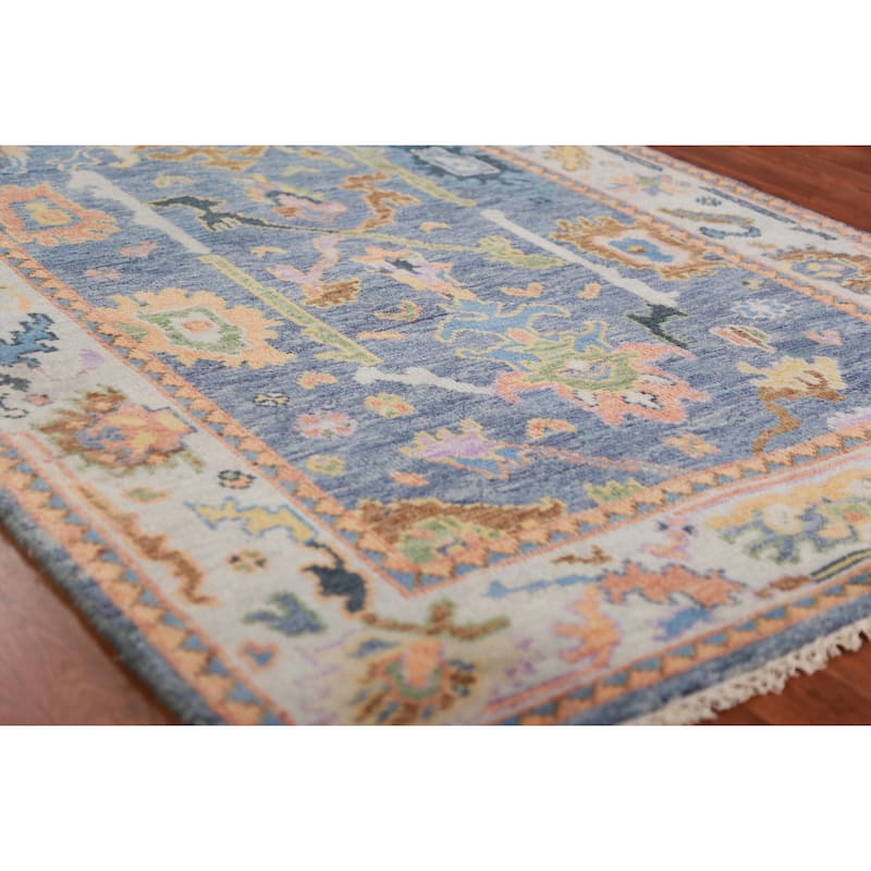 Floral Oushak Oriental Rug Handmade Traditional Wool Carpet - 4'0"x 5'10"