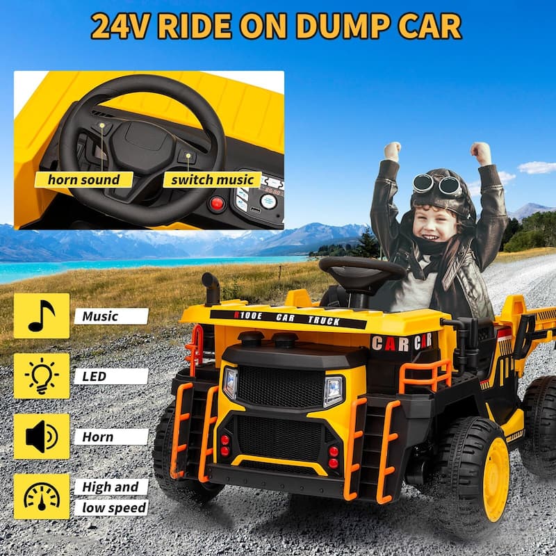 24V 2 Seater Kids Ride On Dump Truck with R/C