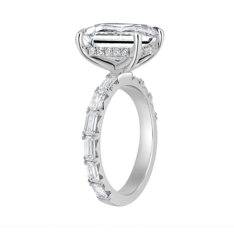 Auriya 14k Gold 6 1/2ctw Lab Grown Emerald Hidden-Halo Diamond Engagement Ring (E-F VS)
