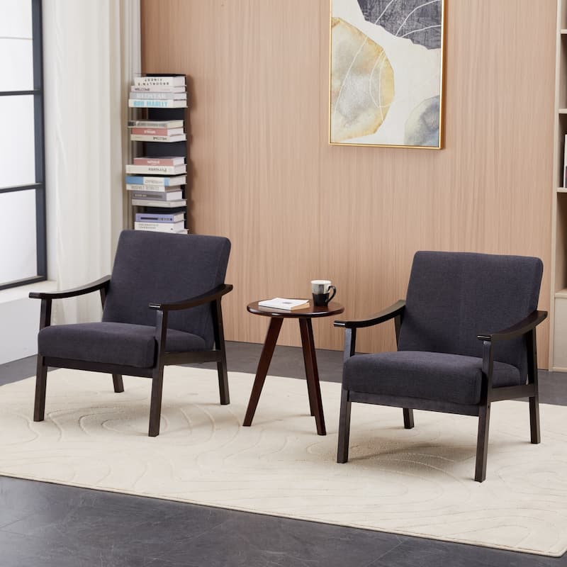 Accent Chair, Mid-Century Modern Armchair with Solid Wood Legs, Reading Leisure Chair with High Back for Living Room