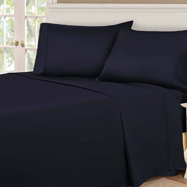 Egyptian Cotton 530 Thread Count Bed Sheet Set by Superior - Twin - Navy Blue