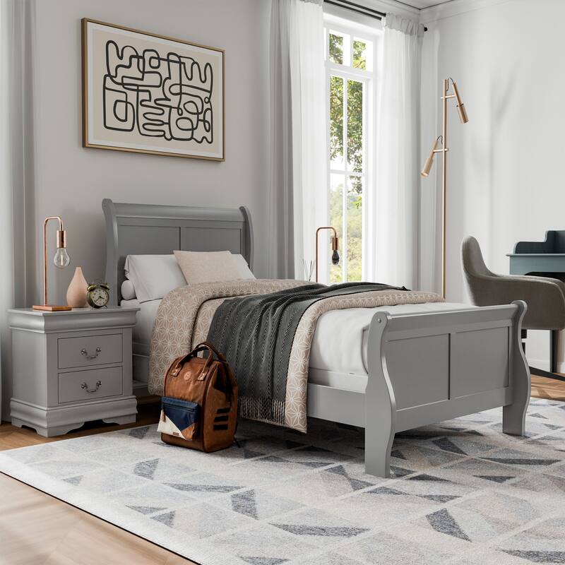 Furniture of America Mayday Traditional Kids Solid Wood 3-Piece Bed and 2 Nightstand Bedroom Set