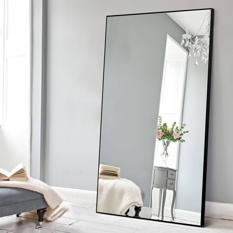 Modern Glam Large Full-length Floor Wall Mirror - 71x28 - Black